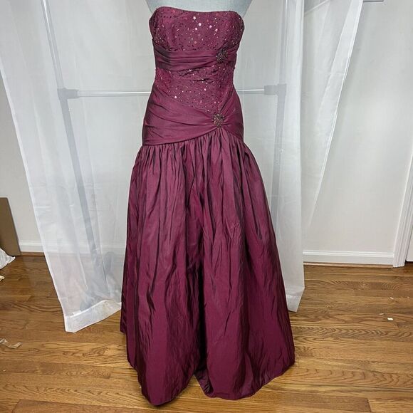 Vintage David's Bridal strapless prom dress beaded bubble skirt formal sz 2 - Picture 2 of 11